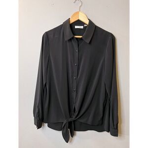Susan Graver Women's Black Long Sleeve Button-Up Shirt Size 6